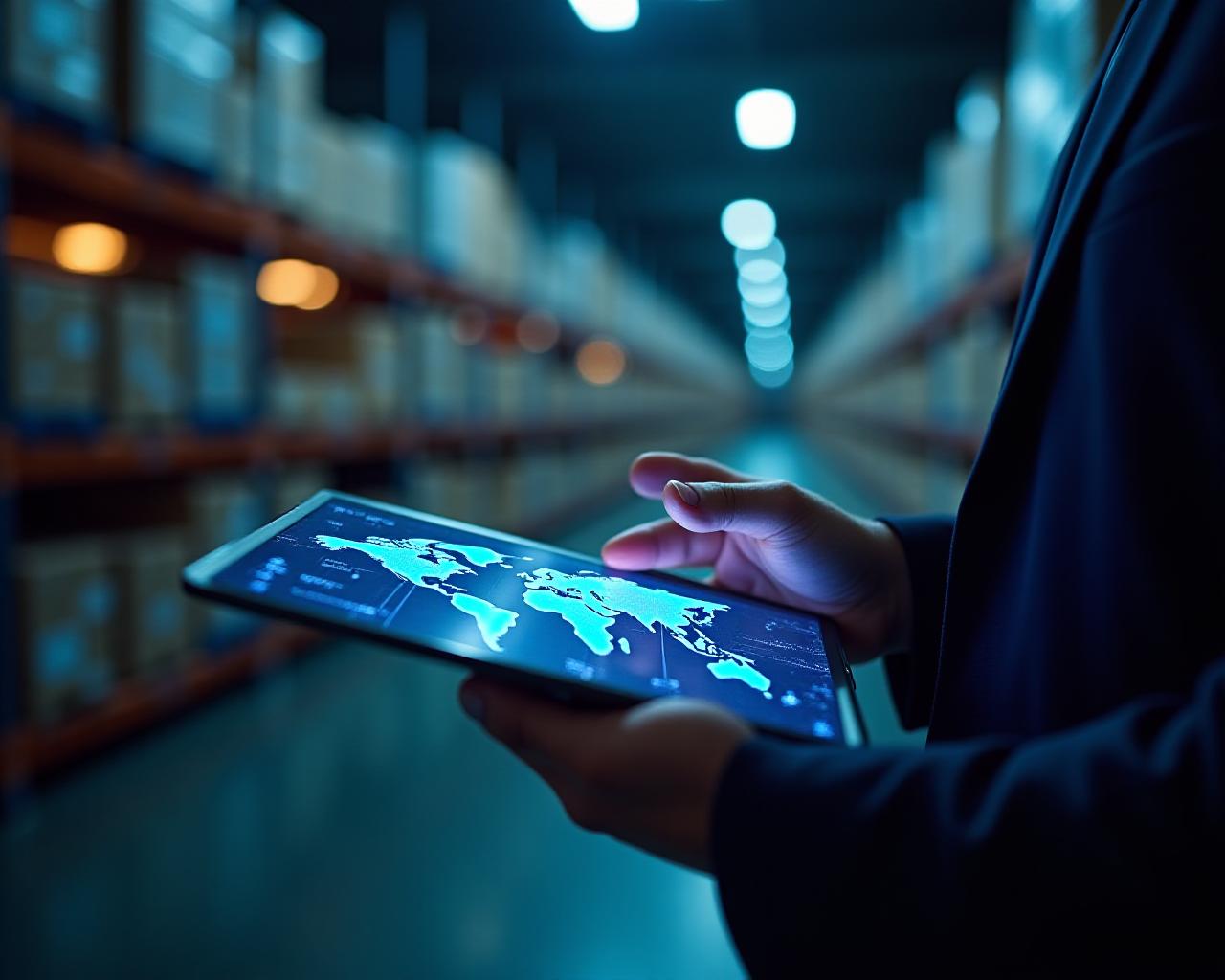 Advanced supply chain tracking software on digital tablets